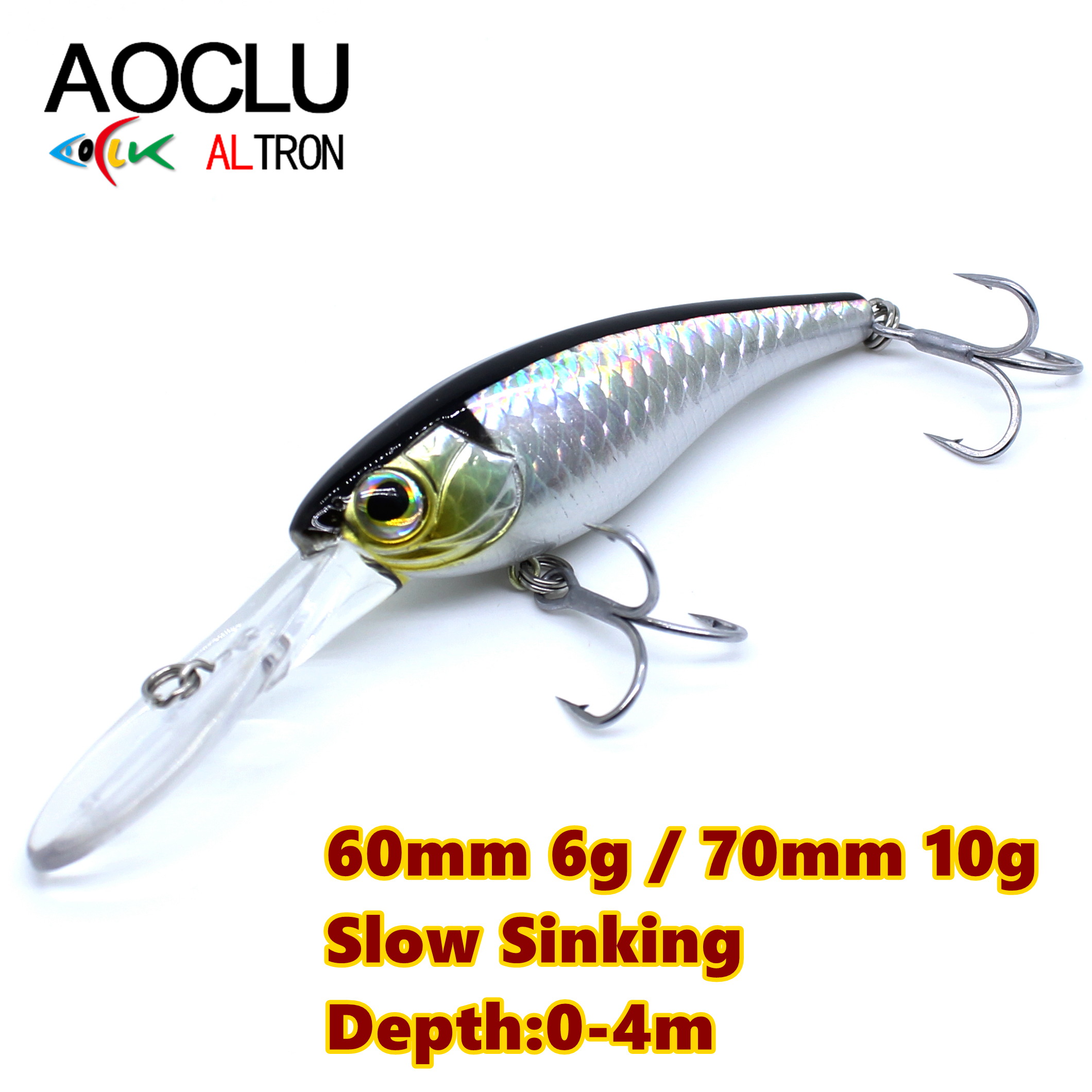 Fishing Lure Jerkbait - AOCLU Slow Sinking Crankbait Minnow 60mm