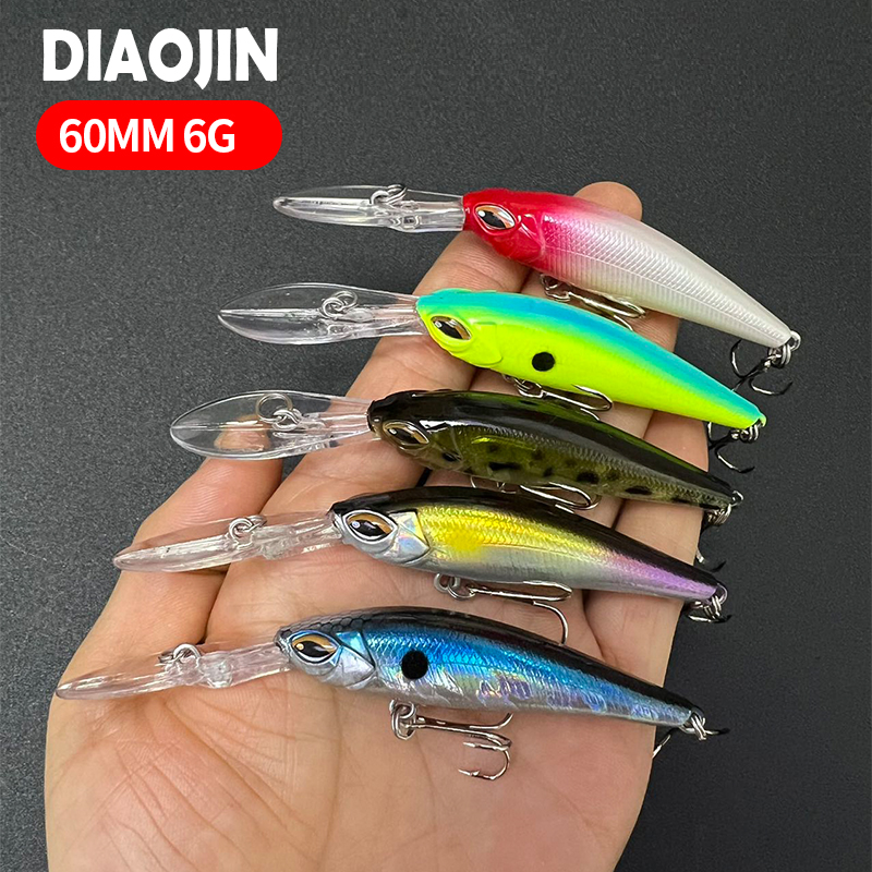 Fishing Lure Jerkbait - 60mm 6g Long Lip Minnow Fishing
