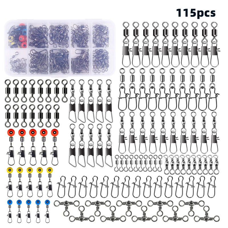 115pcs Fishing Swivel Connecto – Fishing Lure Box Bewertung und Preis